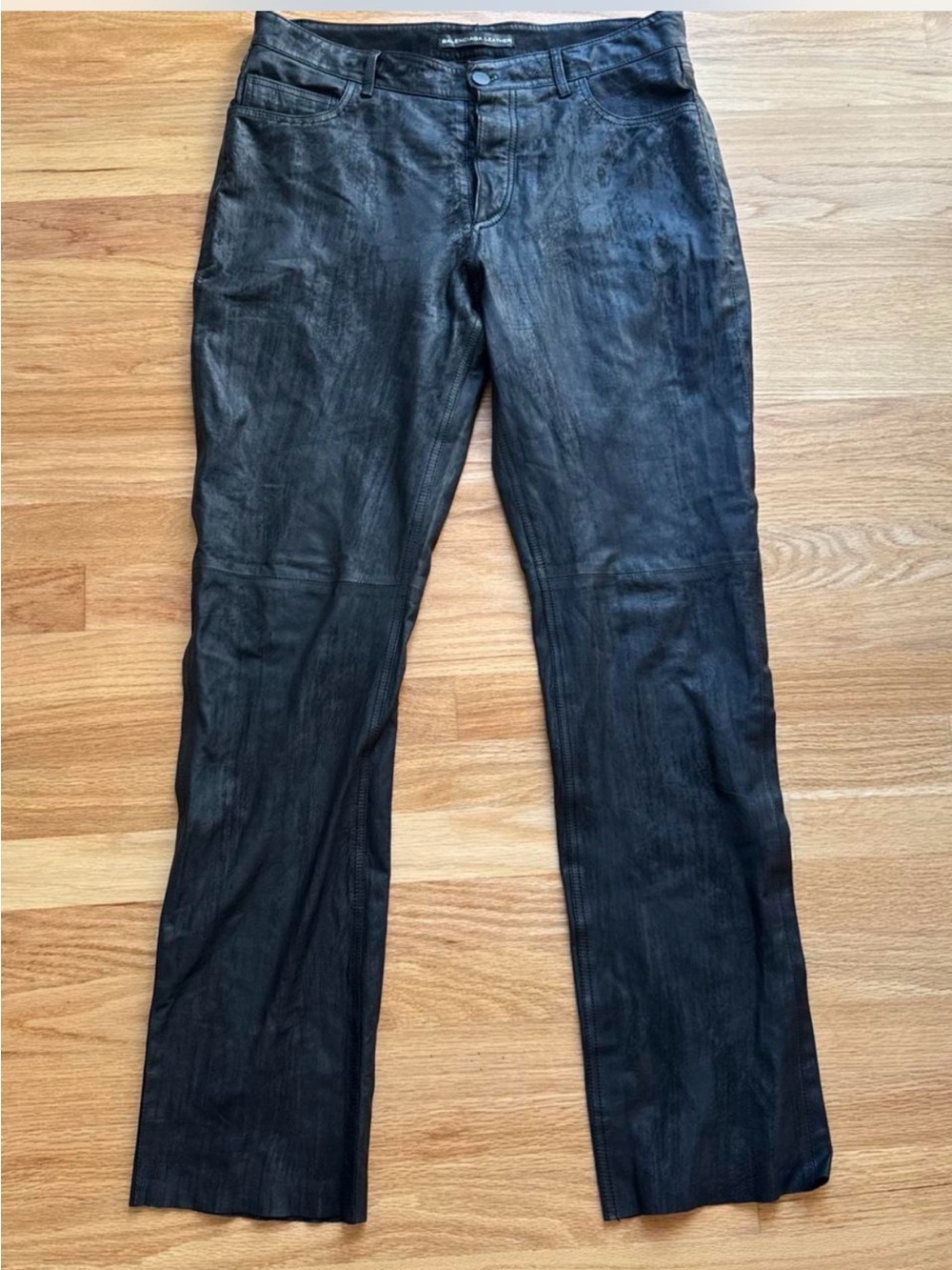 Vintage Balenciaga by Nicolas Ghesquiere black leather jeans Size 40